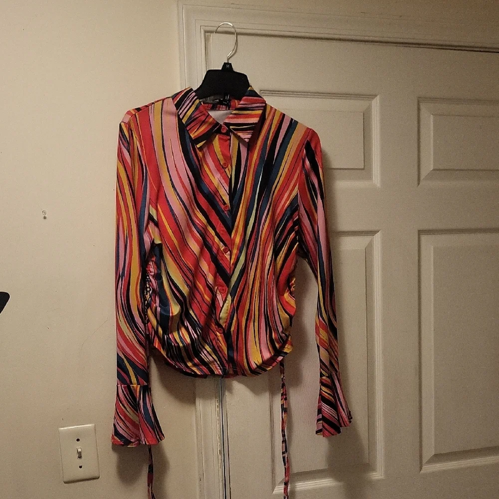 SHEIN Colorful Striped Blouse - Picture 1 of 5